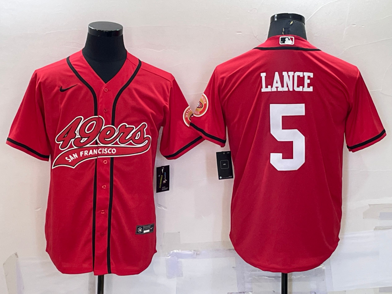 Men's San Francisco 49ers Trey Lance #5 Red Game Jersey1 Joint Edition football jersey product view 1