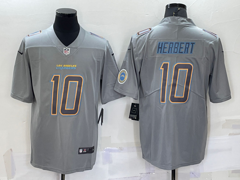 Men's Los Angeles Chargers Justin Herbert #10 Gray Atmosphere Fashion Game Jersey1 football jersey product view 1