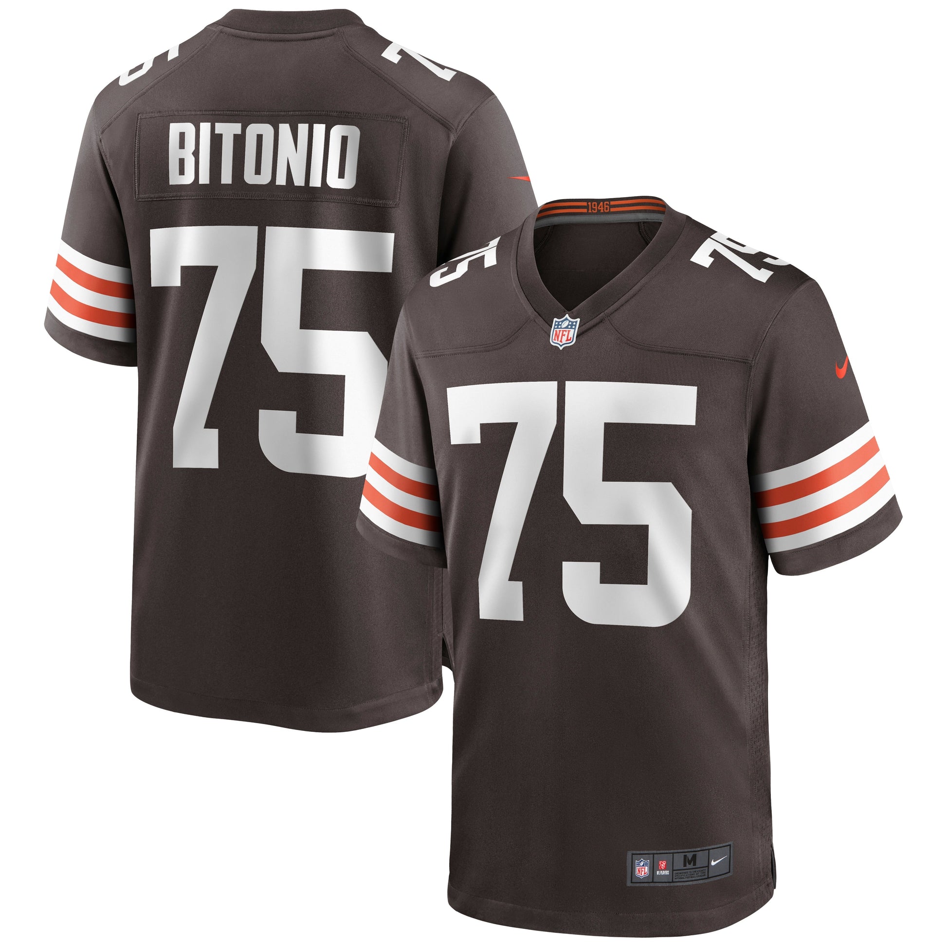 Joel Bitonio Cleveland Browns Nike Game Jersey - Brown football jersey product view 1