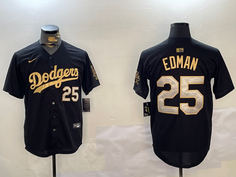 Men's Los Angeles Dodgers Tommy Edman #25 Black Game Player Jersey1 baseball jersey product view 1