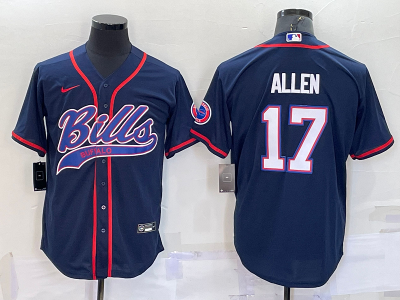 Men's Buffalo Bills Josh Allen #17 Navy Game Jersey1 Joint Edition football jersey product view 1
