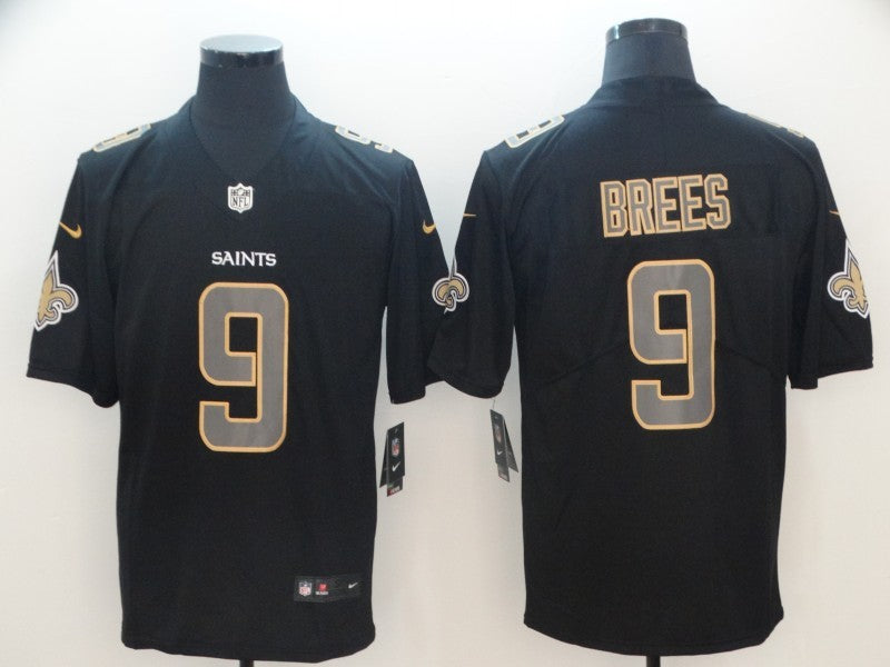 Men's New Orleans Saints #9 Drew Brees Black Authentic Game Jersey1 football jersey product view 1