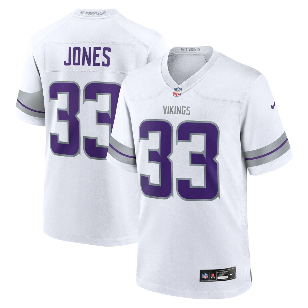 Aaron Jones Minnesota Vikings Nike Alternate Game Jersey - White football jersey product view 1
