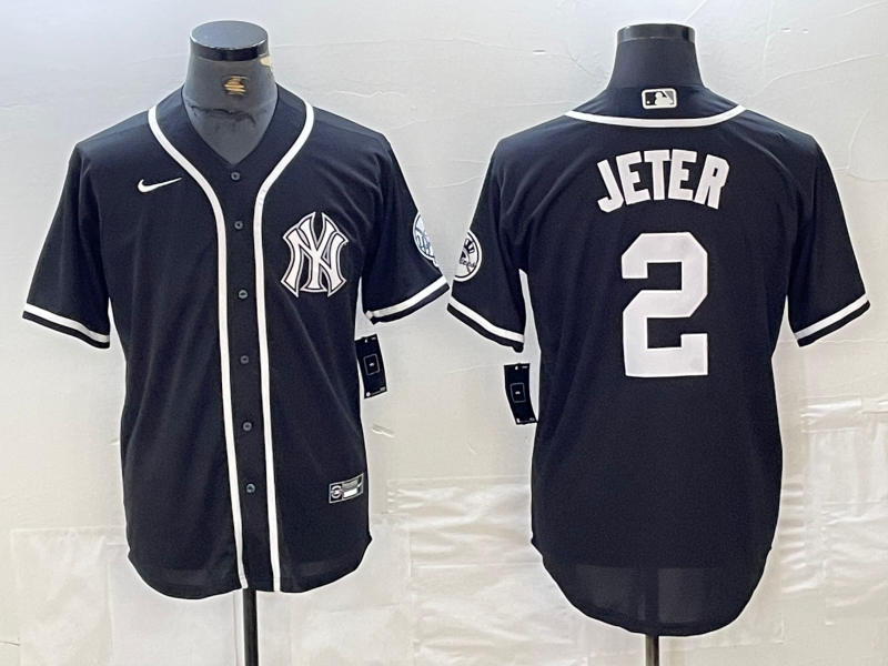 Men's New York Yankees Derek Jeter #2 Black Limited Jersey1 baseball jersey product view 1