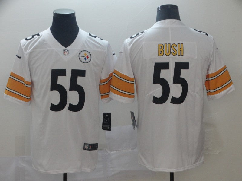 Men's Pittsburgh Steelers Devon Bush Jr. #55 White Game Jersey1 football jersey product view 1