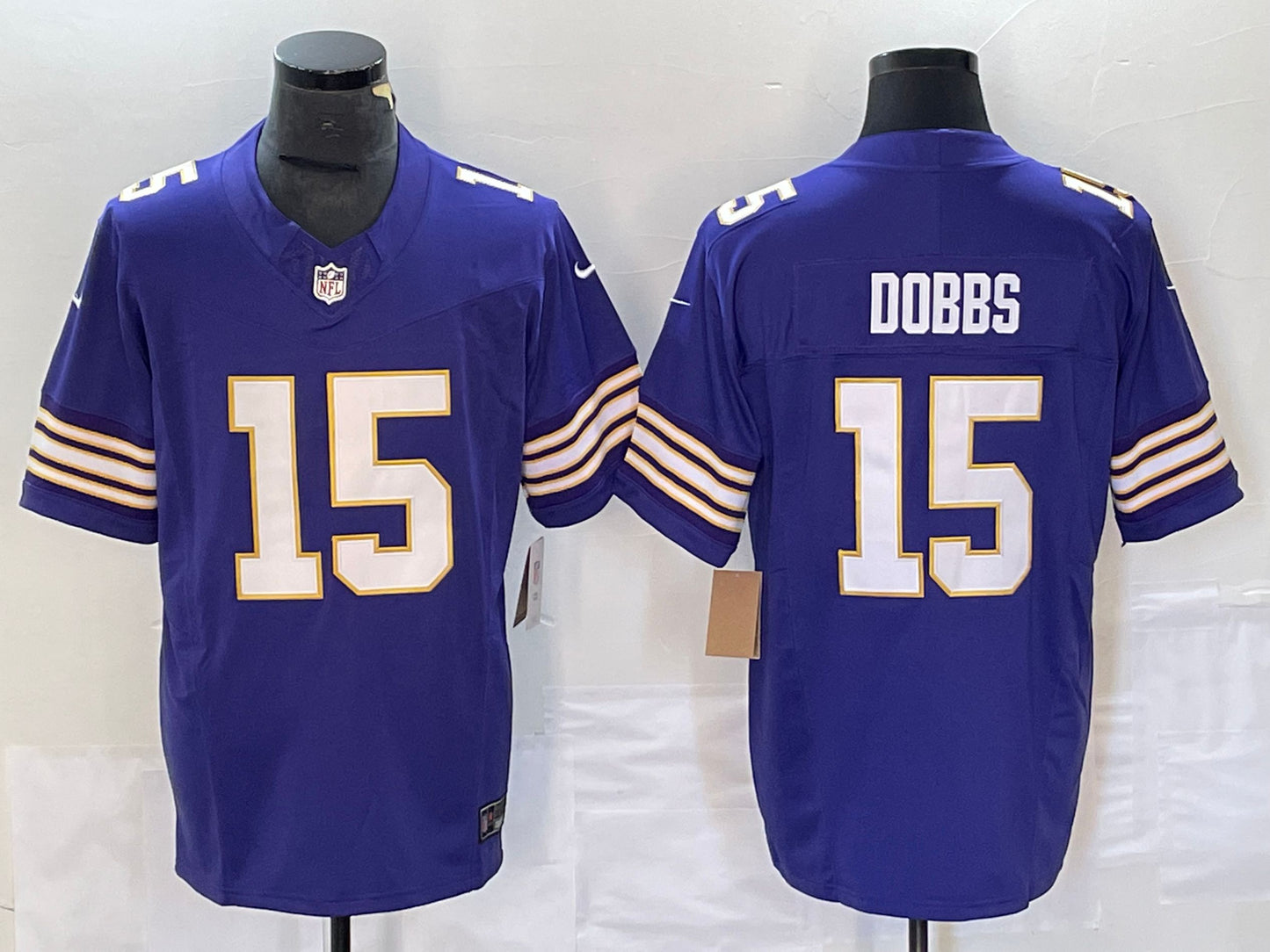 Men's Minnesota Vikings Joshua Dobbs #15 Purple Classic Player Game Jersey1 football jersey product view 1