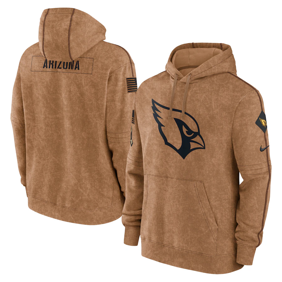 Men's Arizona Cardinals Brown 2023 Salute To Service Club Pullover Hoodie1 football jersey product view 1