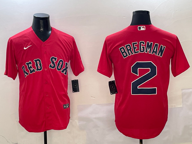 Men's Boston Red Sox Alex Bregman #2 Red Replica Player Jersey1 baseball jersey product view 1