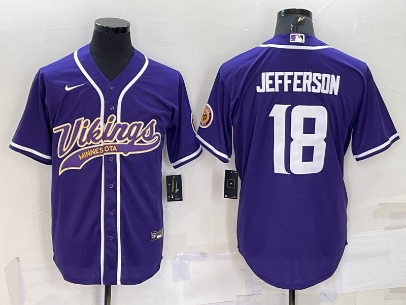 Men's Minnesota Vikings Justin Jefferson #18 Purple Game Jersey1 Joint Edition football jersey product view 1