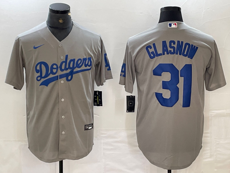 Men's Los Angeles Dodgers Tyler Glasnow #31 Gray Replica Player Jersey1 baseball jersey product view 1