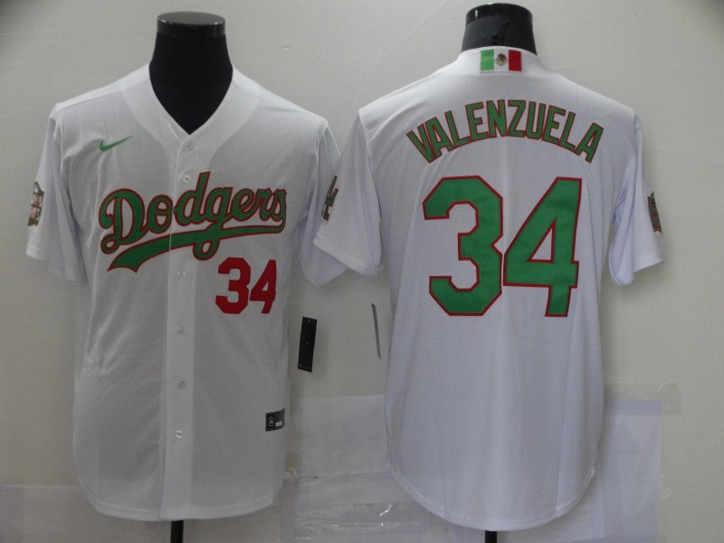 Men's Los Angeles Dodgers Fernando Valenzuela #34 White Player Game Jersey1 baseball jersey product view 1