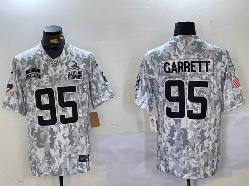 Men's Cleveland Browns Myles Garrett #95 Arctic Camo 2024 Salute to Service Limited Jersey1 football jersey product view 1