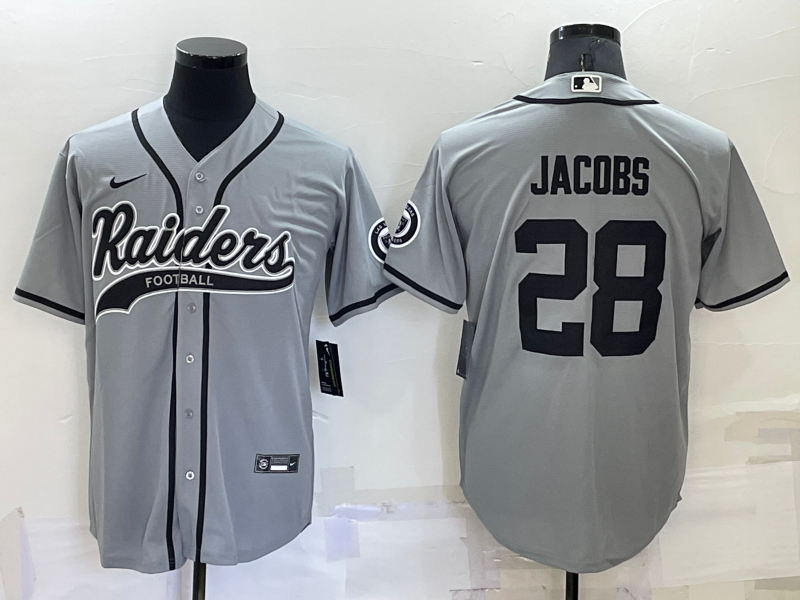Men's Las Vegas Raiders Josh Jacobs #28 Gray Game Jersey1 Joint Edition football jersey product view 1