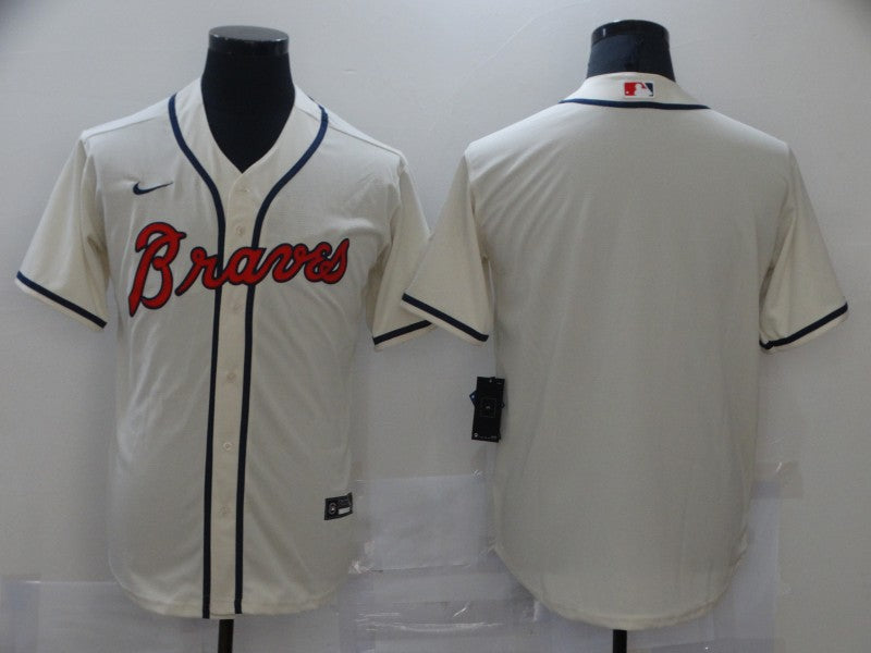 Men's Atlanta Braves Cream Replica Blank Jersey1 baseball jersey product view 1