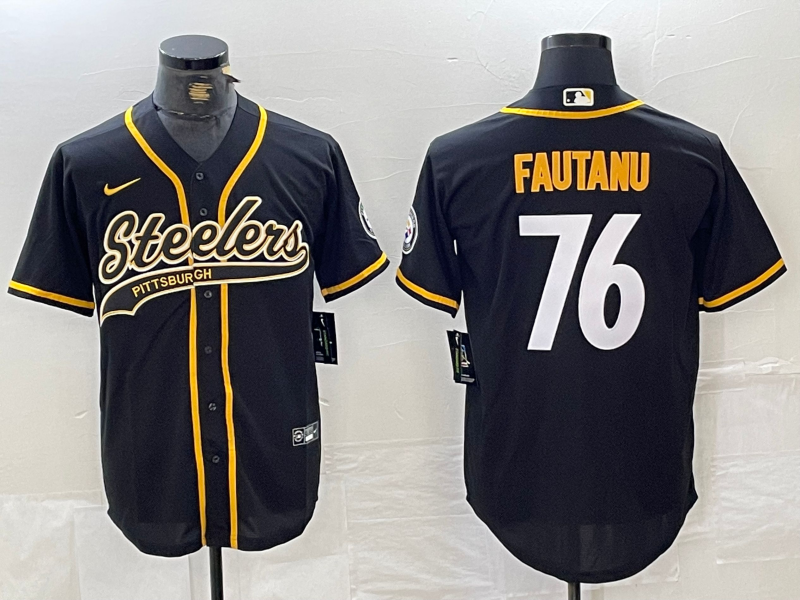 Men's Pittsburgh Steelers Troy Fautanu #76 Black Game Jersey1 football jersey product view 1