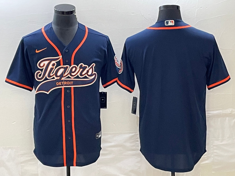 Men's Detroit Tigers Navy Blank Replica Jersey1 Joint Edition baseball jersey product view 1