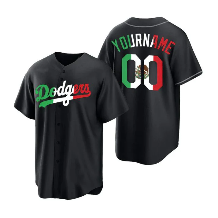 Men's Los Angeles Dodgers Black Replica Custom Jersey1 baseball jersey product view 1