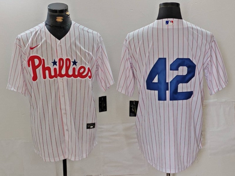 Men's Philadelphia Phillies #42 White 2024 Jackie Robinson Day Home Limited Jersey1 baseball jersey product view 1