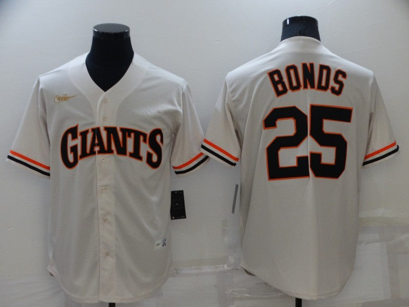 Men's San Francisco Giants Barry Bonds #25 Beige Stitched Jersey1 baseball jersey product view 1