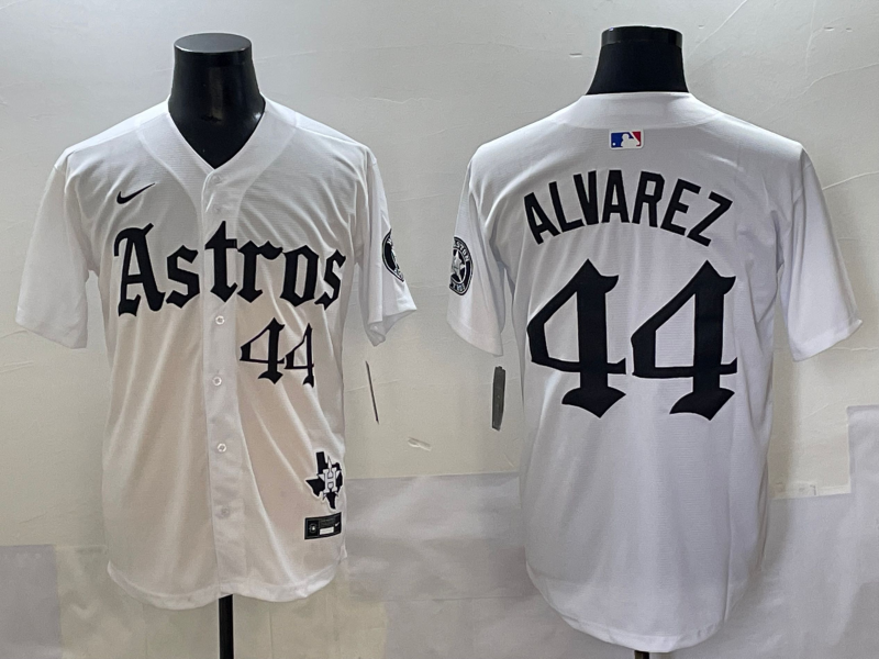 Men's Houston Astros Yordan Alvarez #44 White Game Player Jersey baseball jersey product view 1