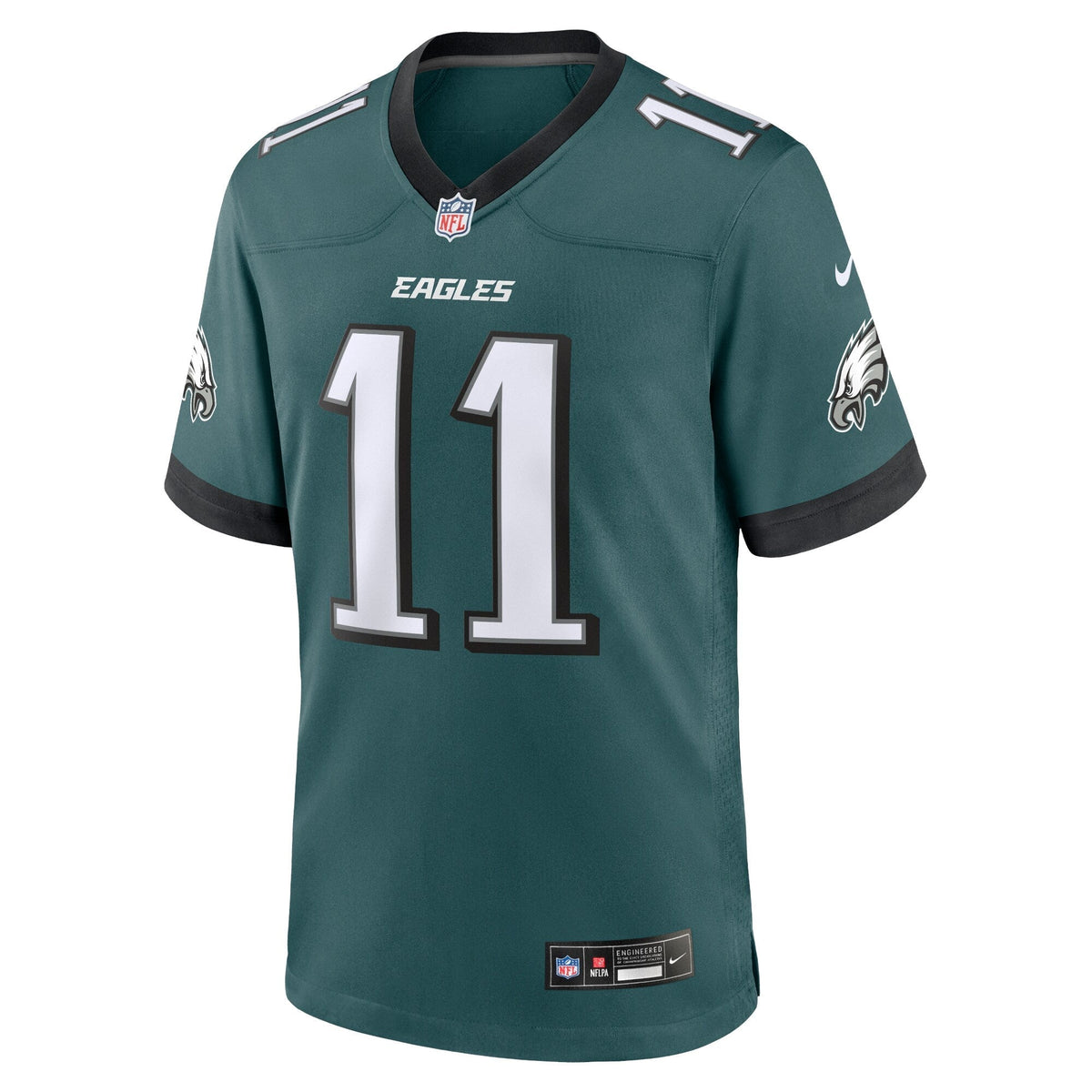 A.J. Brown Philadelphia Eagles Nike Team Game Jersey - Midnight Green football jersey product view 2