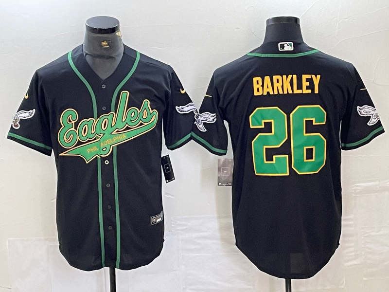 Men's Philadelphia Eagles Saquon Barkley #26 Black Game Jersey1 Joint Edition football jersey product view 1
