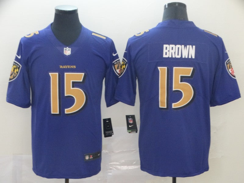 Men's Baltimore Ravens Marquise Brown #15 Purple Game Jersey1 football jersey product view 1