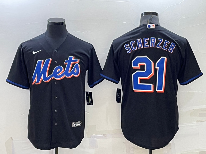 Men's New York Mets Max Scherzer #21 Black Replica Baseball Jersey1 baseball jersey product view 1