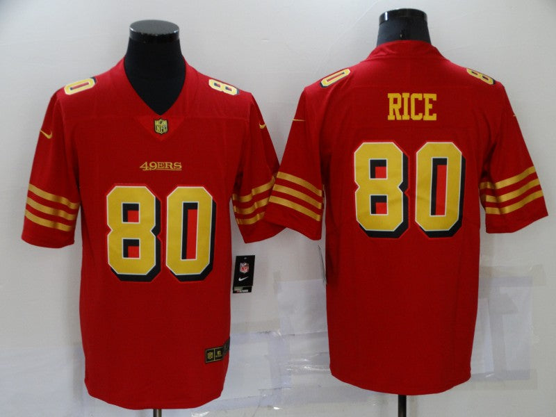 Men's San Francisco 49ers Jerry Rice #80 Red Player Game Jersey1 football jersey product view 1