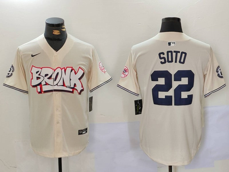 Men's New York Yankees Juan Soto #22 Cream Limited Player Jersey1 baseball jersey product view 1