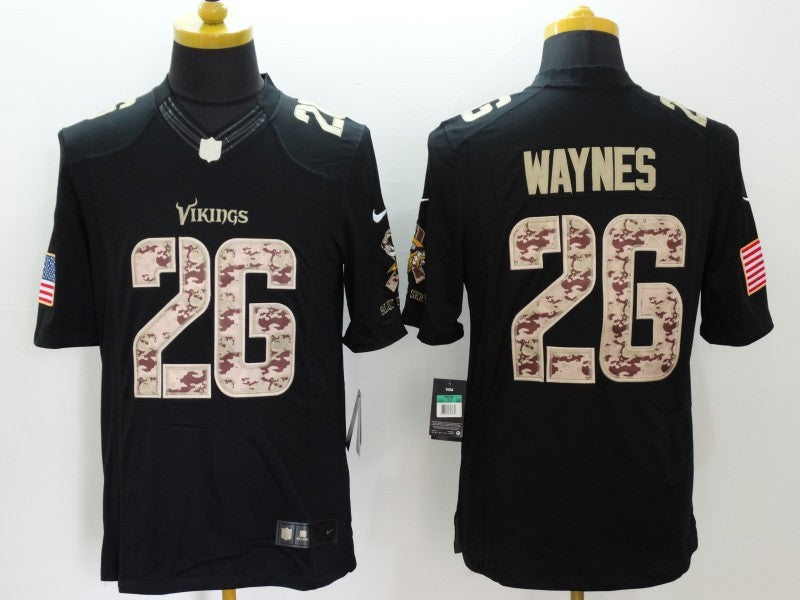 Men's Minnesota Vikings Trae Waynes #26 Black Game Player Jersey1 football jersey product view 1