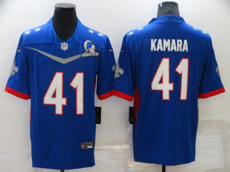 Men's New Orleans Saints Alvin Kamara #41 Blue All Star Game Jersey1 football jersey product view 1
