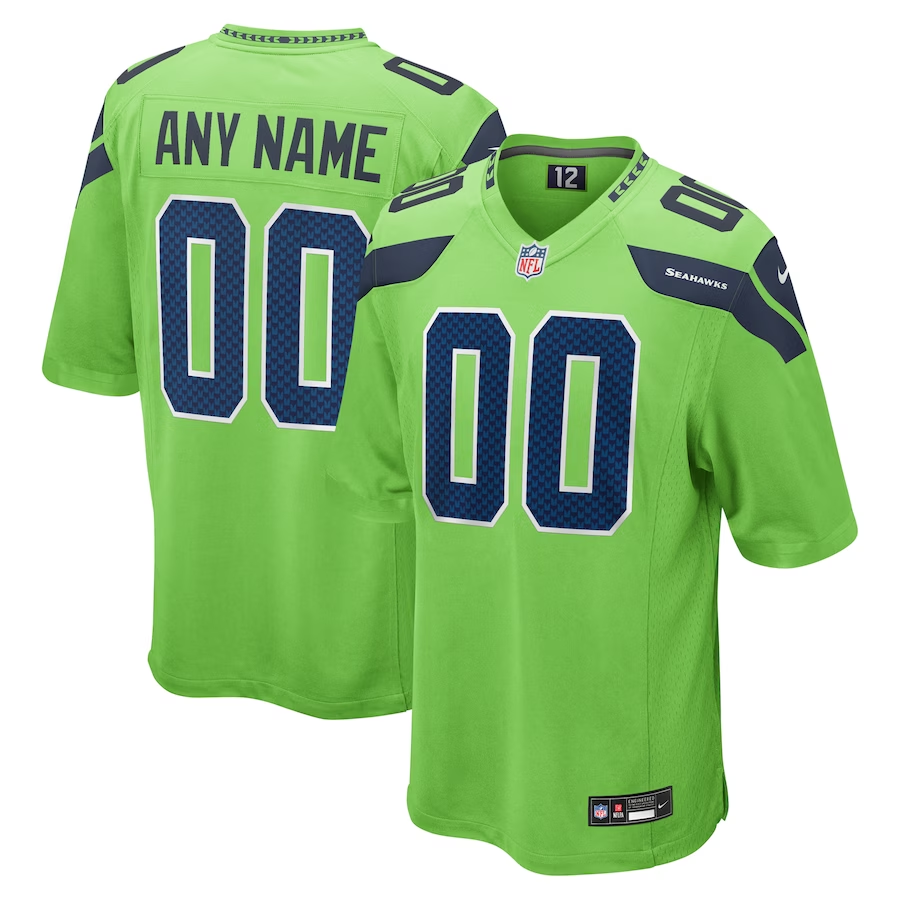 Custom Seattle Seahawks Neon Green Alternate Game Jersey football jersey product view 1