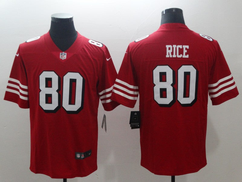 Men's San Francisco 49ers Jerry Rice #80 Red Game Jersey1 football jersey product view 1