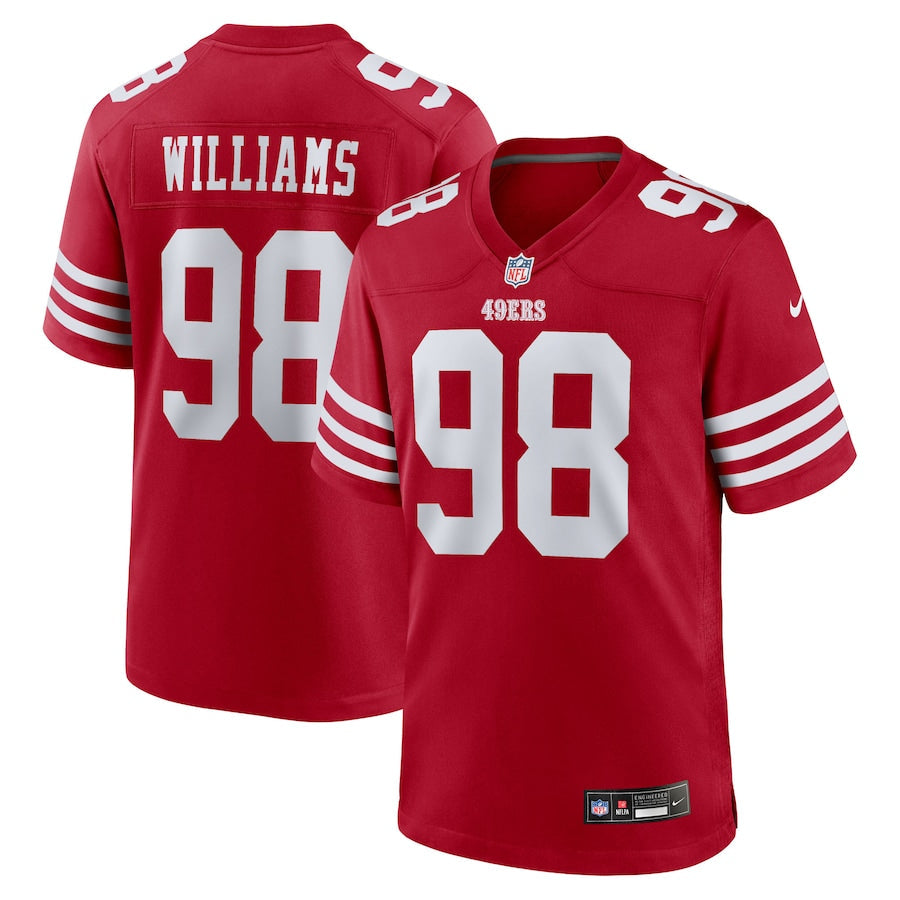 Men's San Francisco 49ers Mykel Williams Nike Scarlet 2025 NFL Draft First Round Pick Game Jersey football jersey product view 1