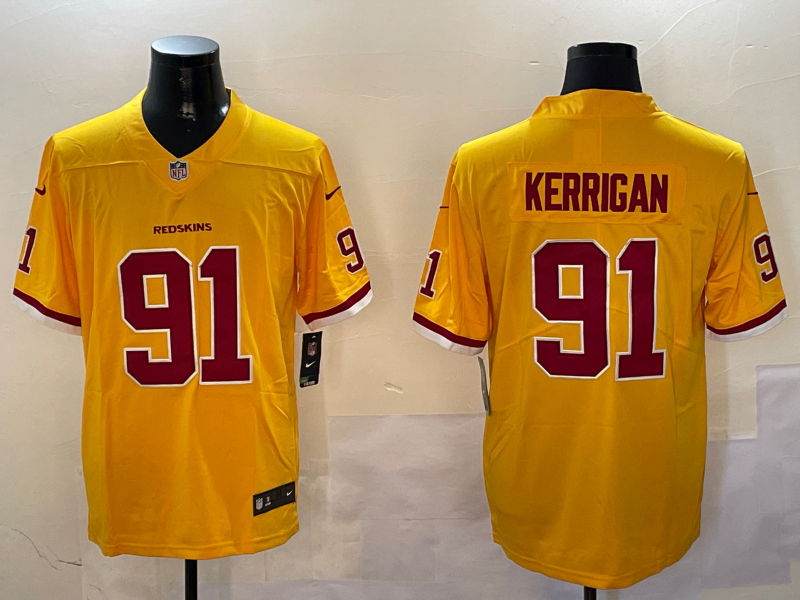 Men's Washington Commanders Ryan Kerrigan #91 Yellow Game Jersey1 football jersey product view 1