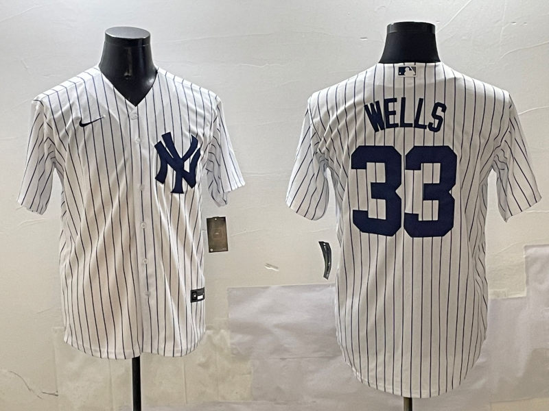 Men's New York Yankees David Wells #33 White Home Replica Player Jersey1 baseball jersey product view 1