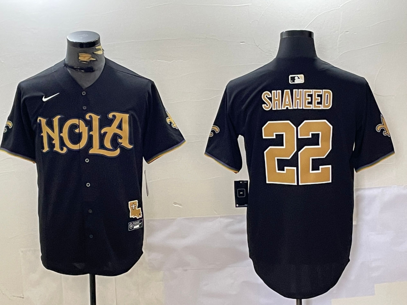 Men's New Orleans Saints Rashid Shaheed #22 Black Game Player Jersey1 football jersey product view 1