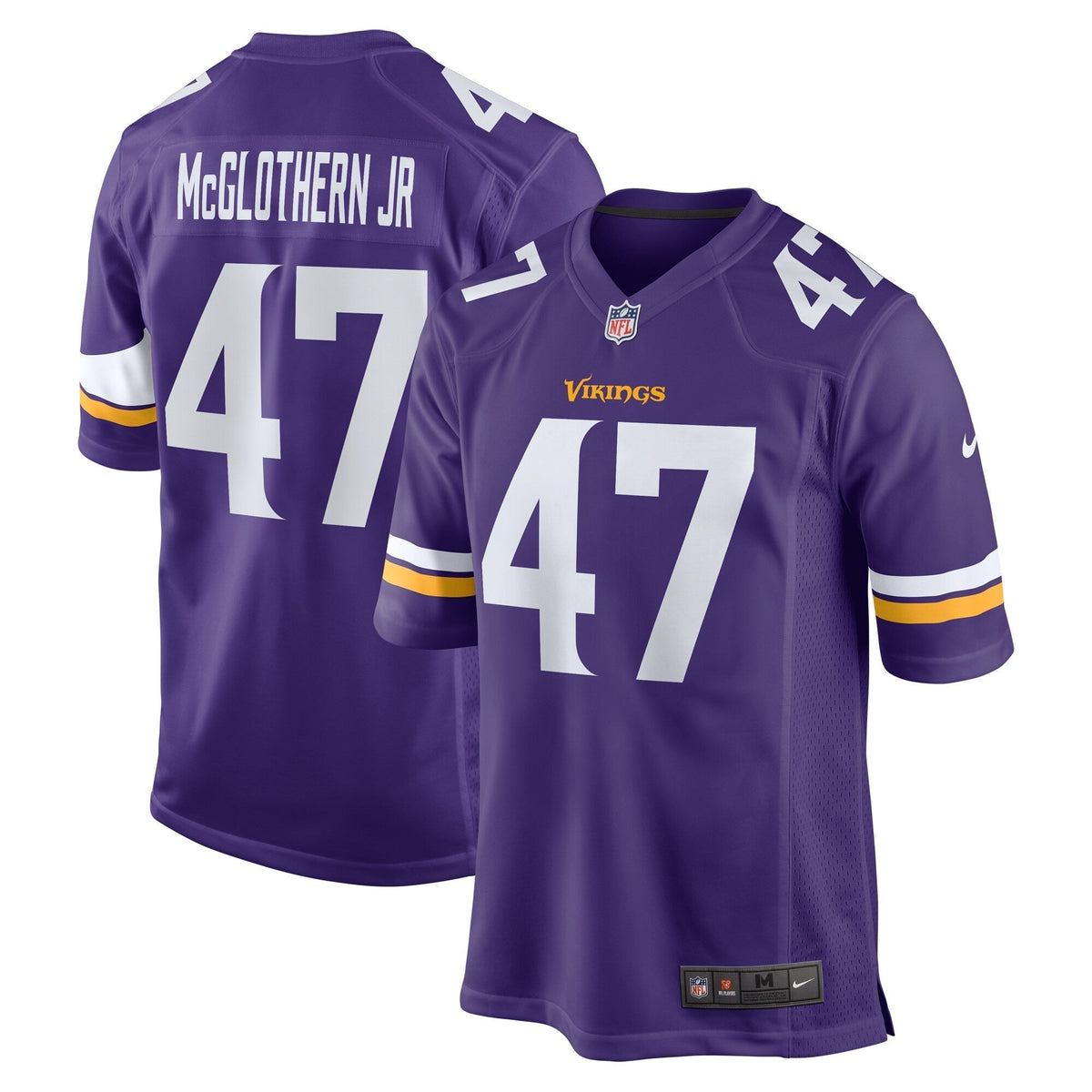 Dwight McGlothern Jr. Minnesota Vikings Nike Game Jersey - Purple football jersey product view 1