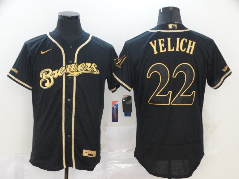 Men's Milwaukee Brewers Christian Yelich #22 MLB Black Player Jersey1 baseball jersey product view 1
