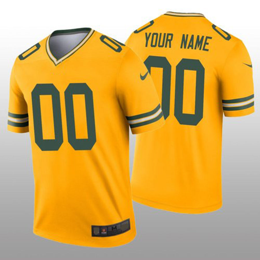 Custom1 Green Bay Packers Yellow Custom1 Jerseys football jersey product view 1