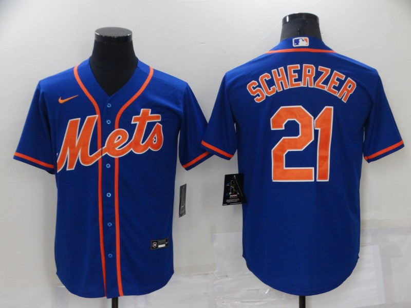 Men's New York Mets Max Scherzer #21 Blue Replica Baseball Jersey1 baseball jersey product view 1