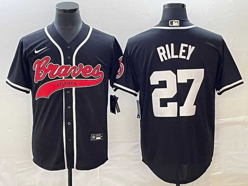 Men's Atlanta Braves Austin Riley #27 Black Replica Player Jersey1 Joint Edition baseball jersey product view 1