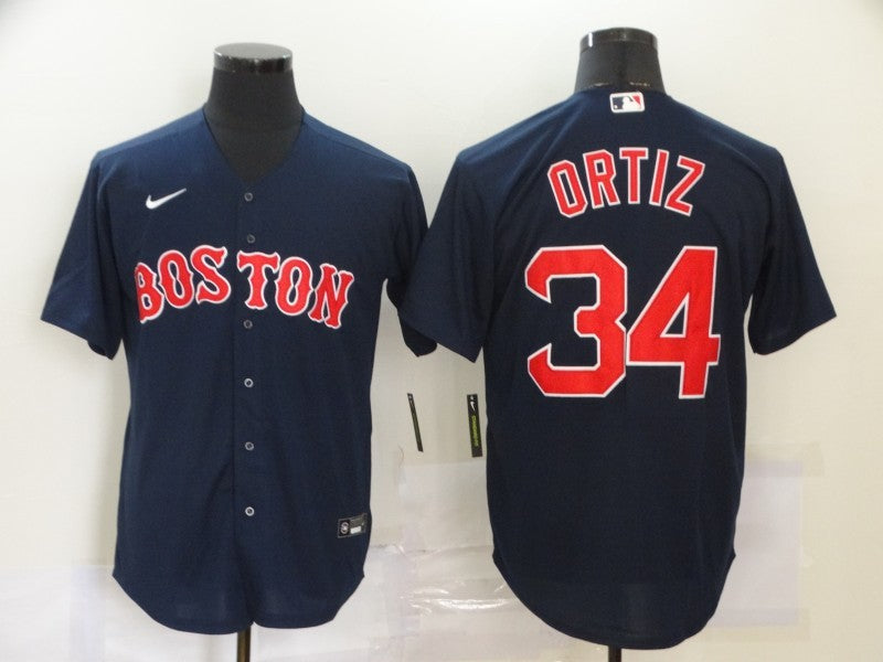Men's Boston Red Sox David Ortiz #34 Navy Replica Baseball Jersey1 baseball jersey product view 1