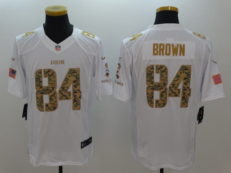 Men's Pittsburgh Steelers Antonio Brown #84 White Player Game Jersey1 football jersey product view 1