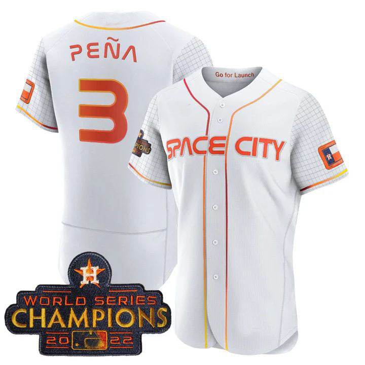 #3 Jeremy Pena Houston Astros White 2023 SPACE CITY CHAMPIONS FLEX JERSEY ¨C ALL STITCHED Baseball Jerseys baseball jersey product view 1