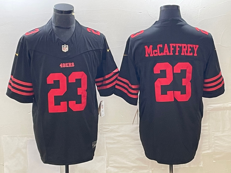 Men's San Francisco 49ers Christian McCaffrey #23 Black Game Jersey1 football jersey product view 1