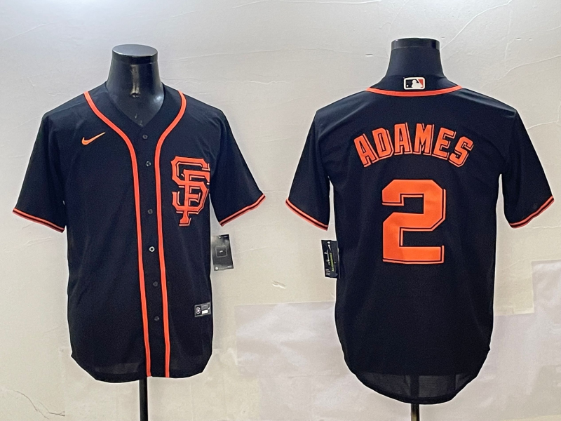 Men's San Francisco Giants Willy Adames #2 Black Replica Player Jersey1 baseball jersey product view 1