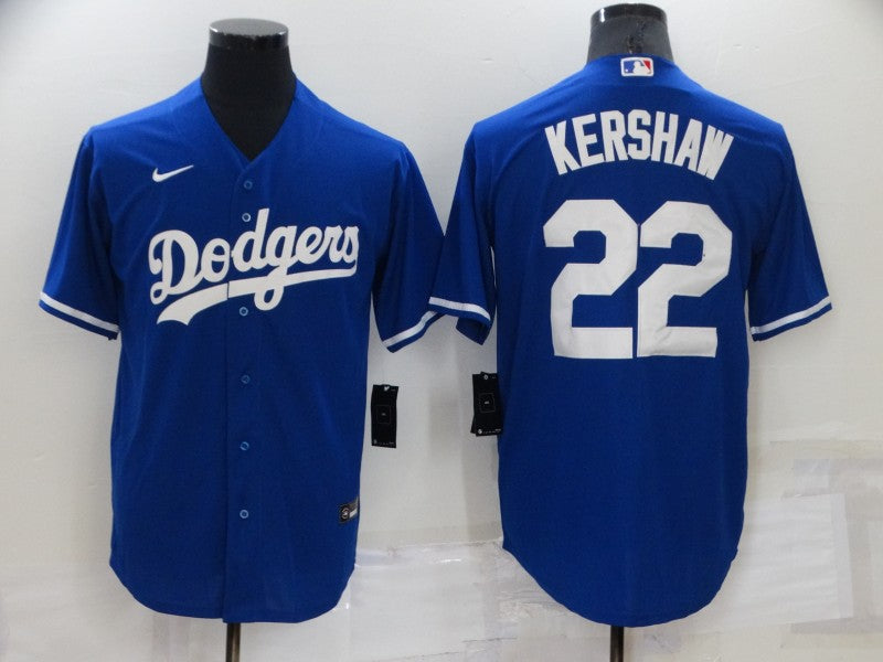 Men's Los Angeles Dodgers Clayton Kershaw #22 Blue Replica Baseball Jersey1 baseball jersey product view 1