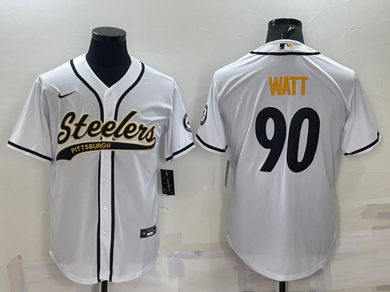 Men's Pittsburgh Steelers T.J. Watt #90 White Game Jersey1 Joint edition football jersey product view 1